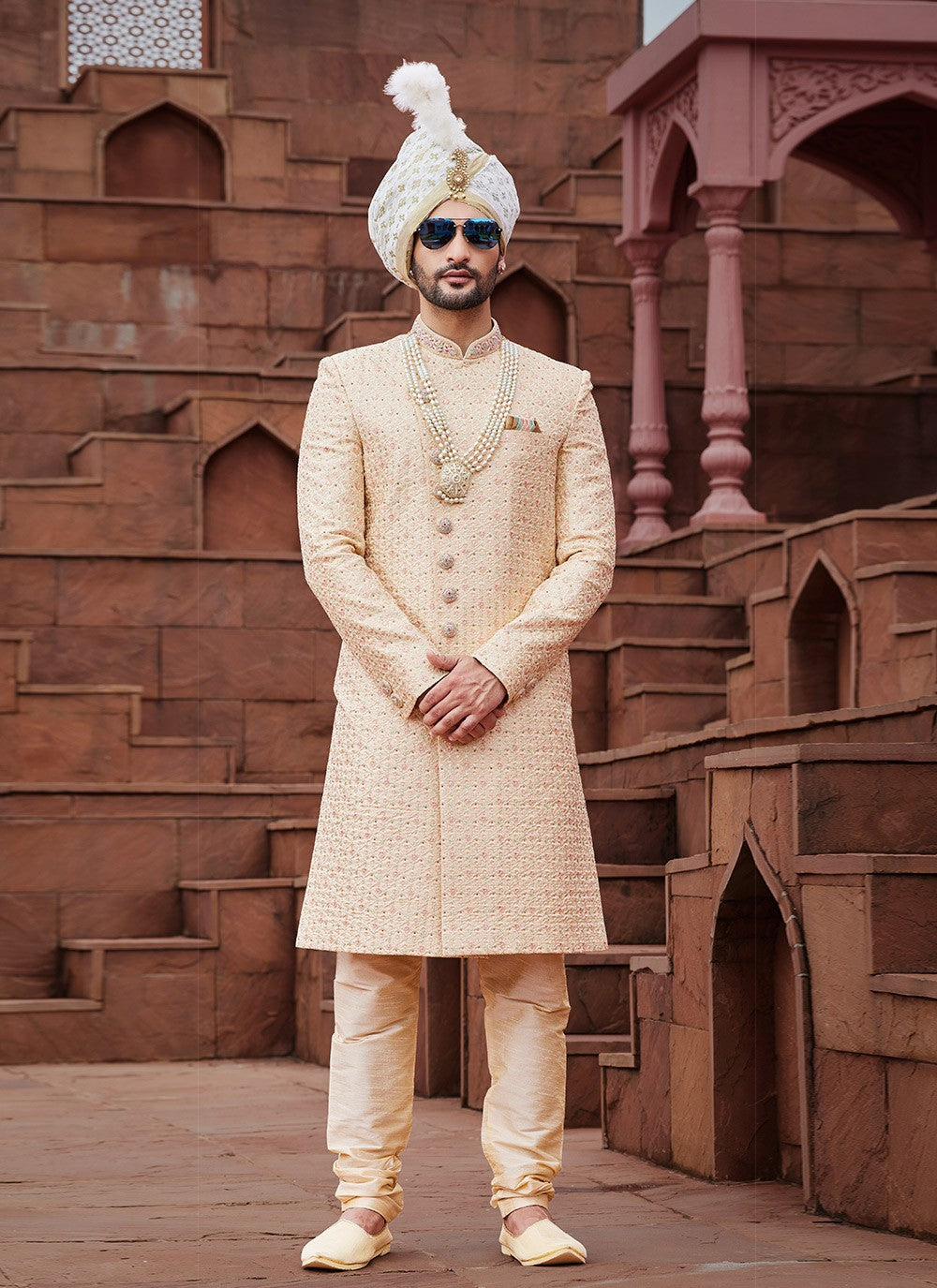 Embroidered Art Silk Gold Sherwani - M6520