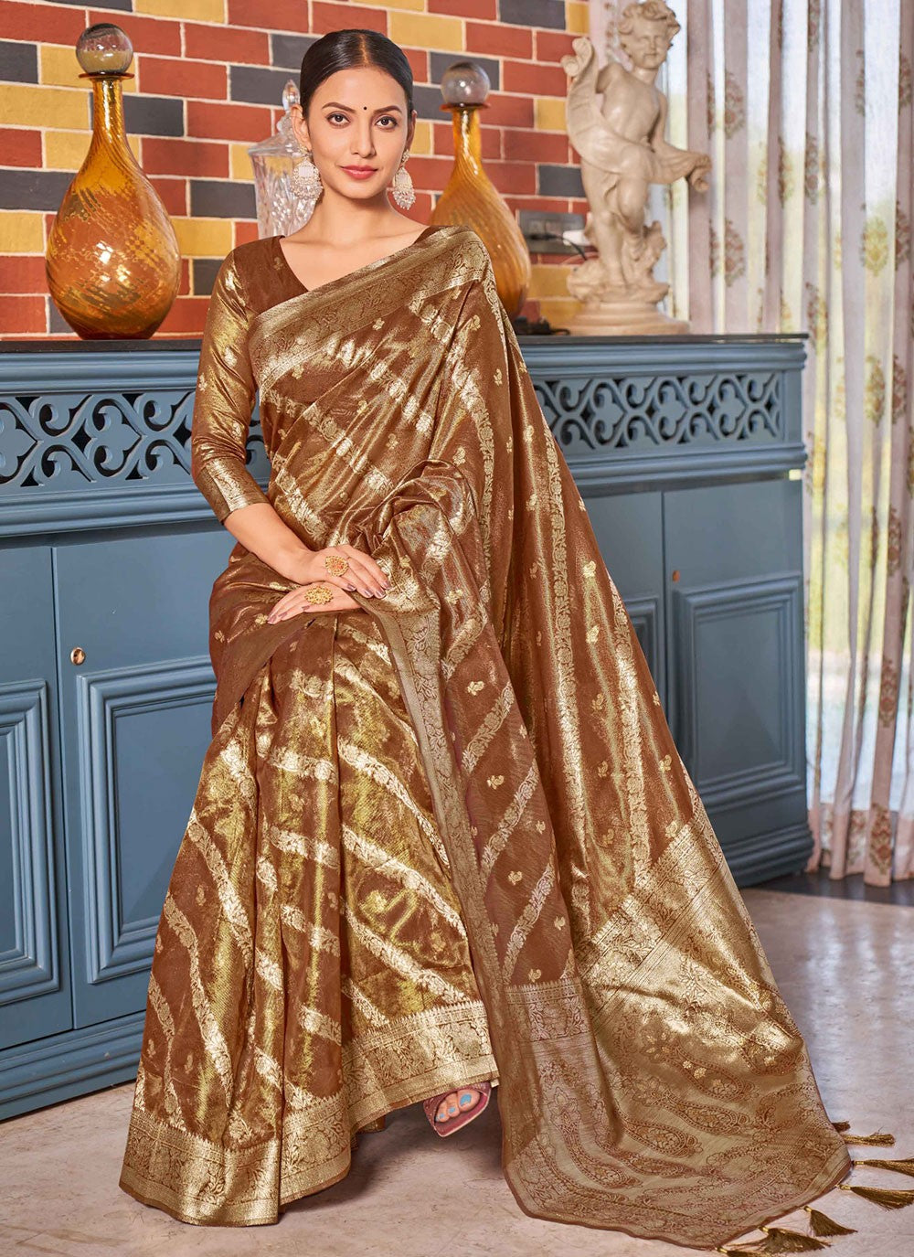 Classic Woven Shimmer, Silk Saree - S7027