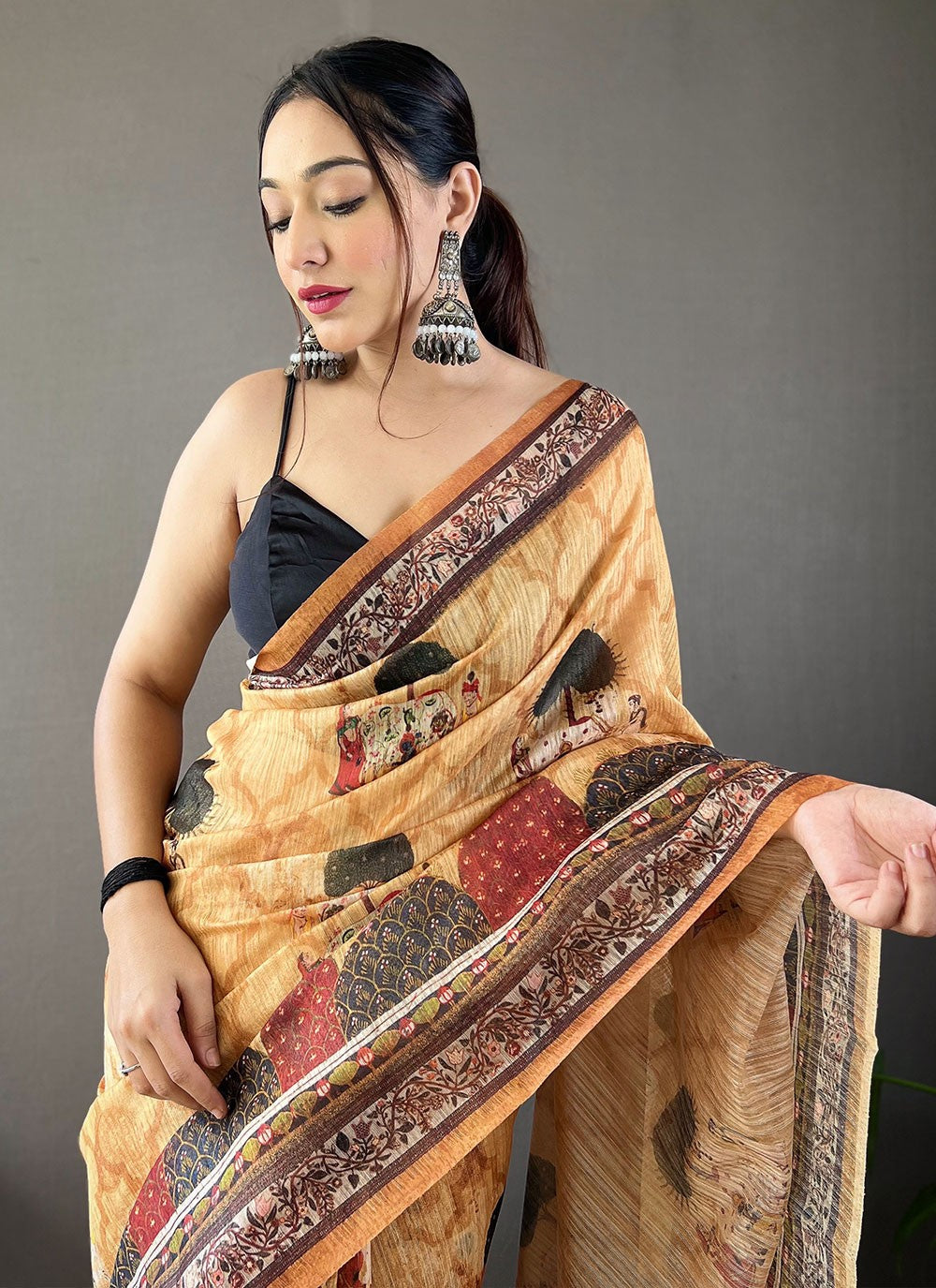 Classic Printed Tussar Silk Saree - S5419