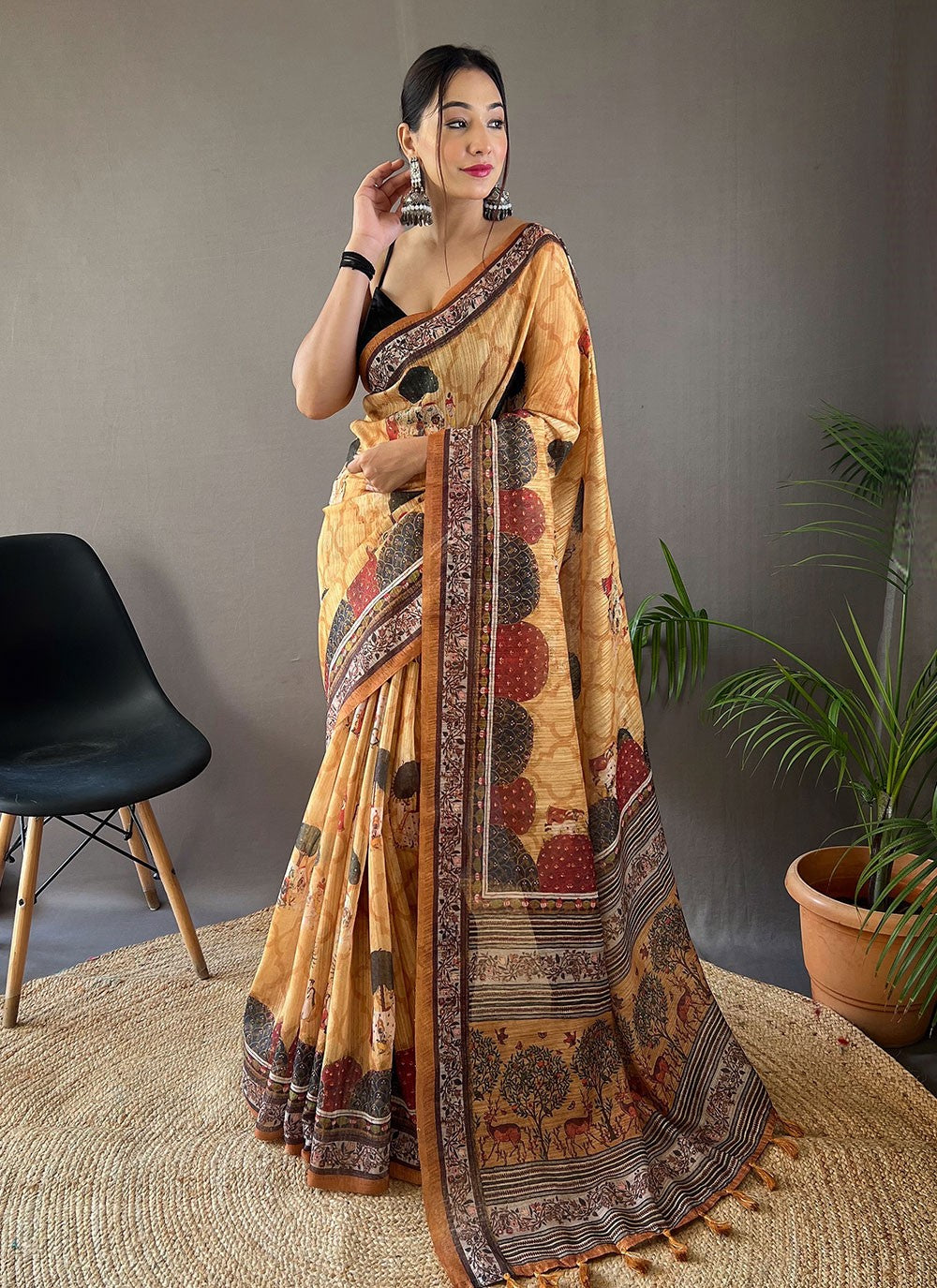 Classic Printed Tussar Silk Saree - S5419
