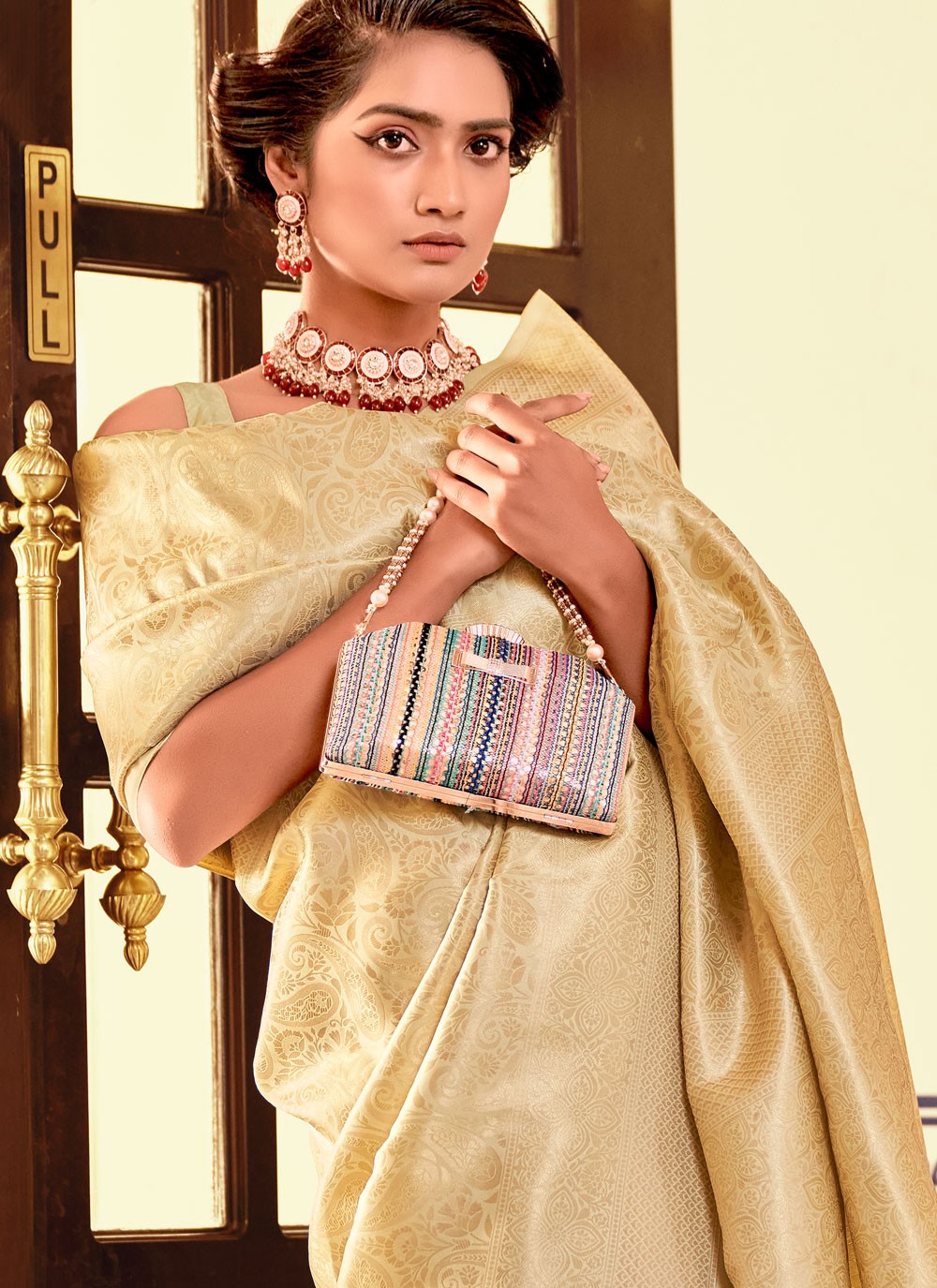Contemporary Weaving Zari Gold Silk S13004