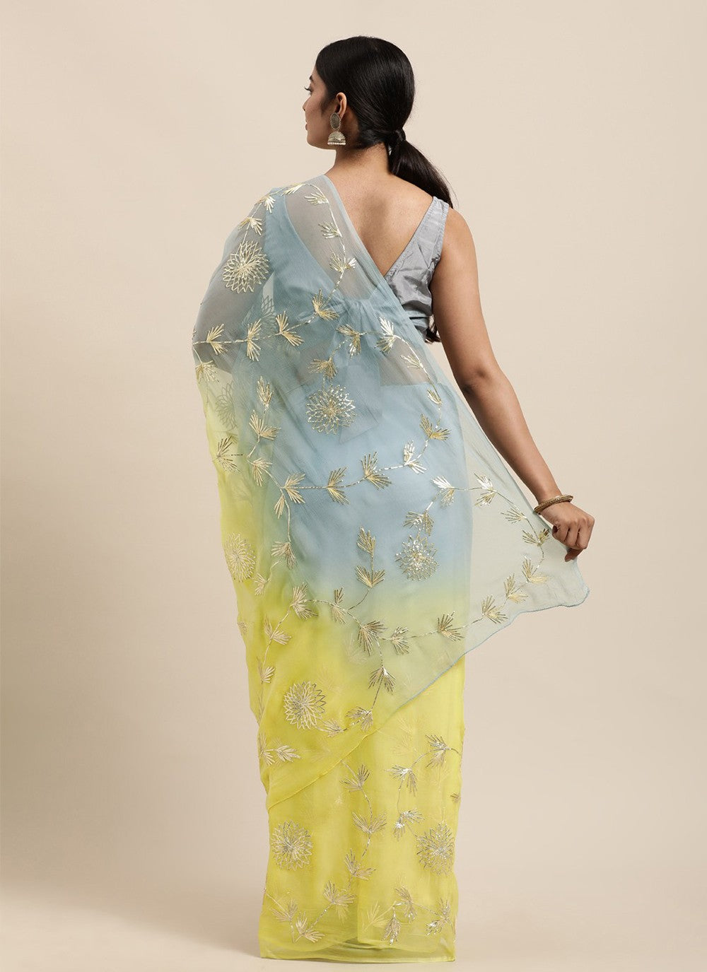 Gota Patti Organza Yellow Casual Saree S14997