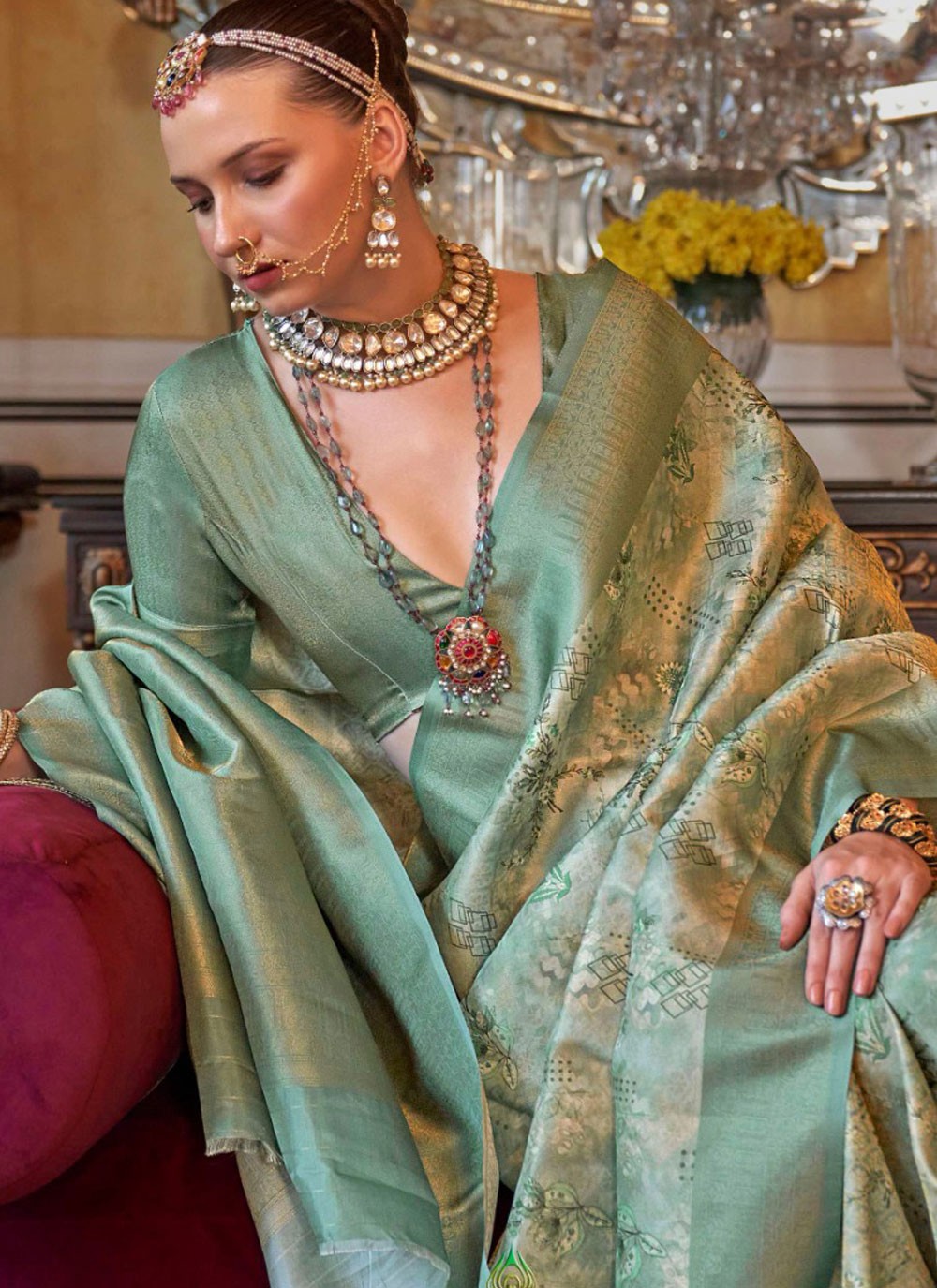 Contemporary Border Work Tussar Silk Beige, Brown Saree - S11388