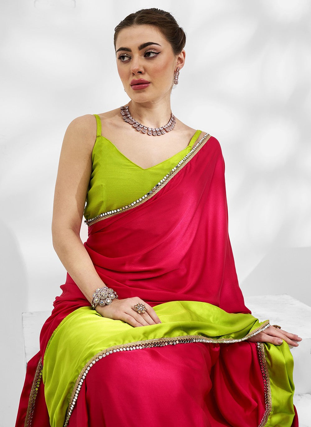 Trendy Swarovski Chiffon, Shimmer Saree - S5240