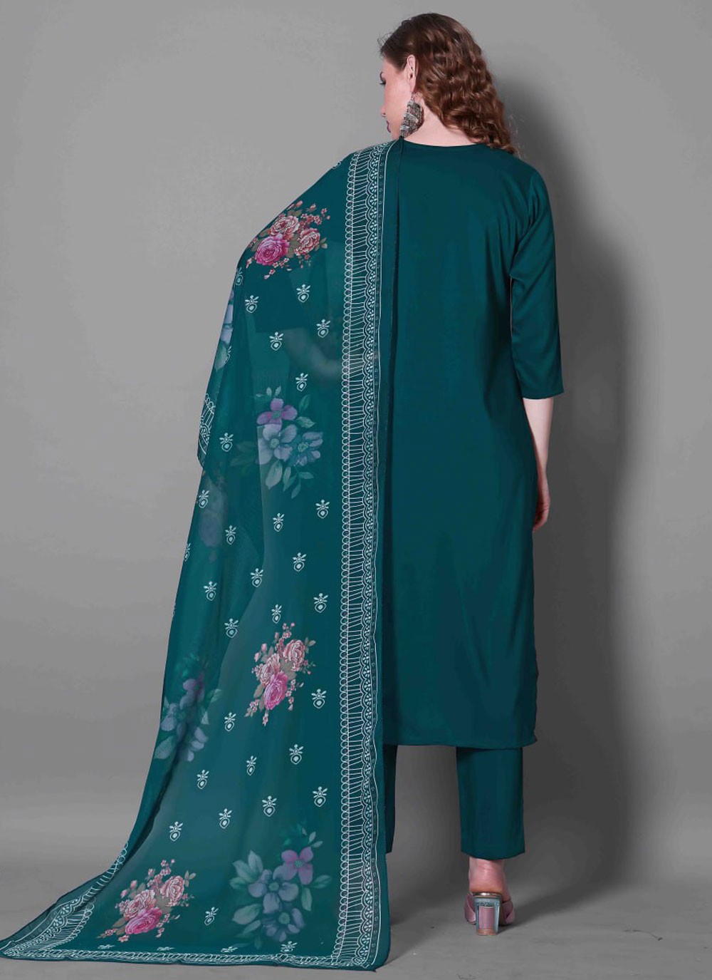 Salwar Suit Embroidered Green, Teal Silk T5885