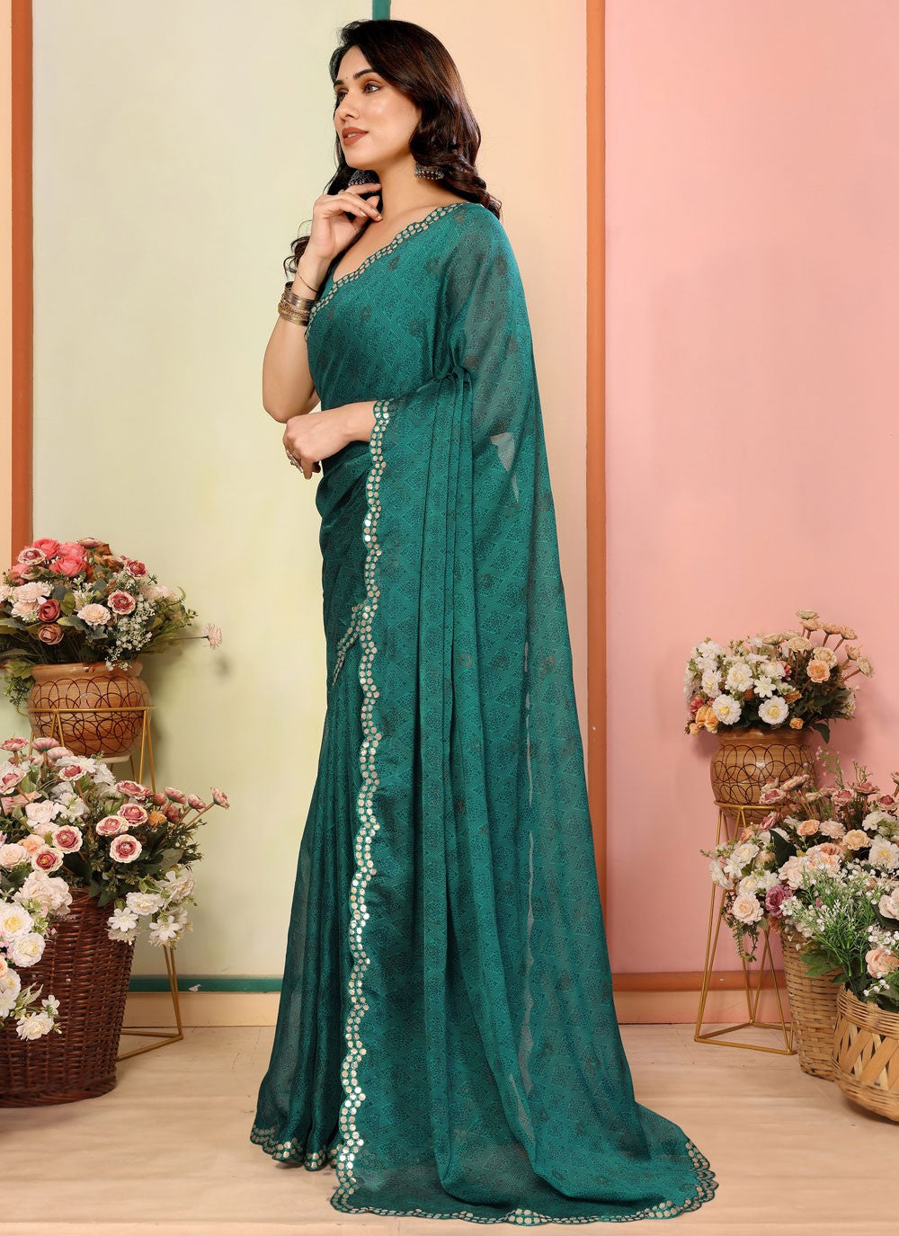 Classic Printed Georgette Saree - S9413