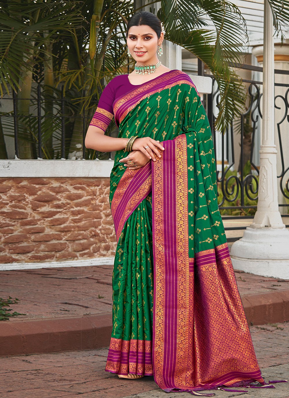 Traditional Border Work Silk Saree - S6846