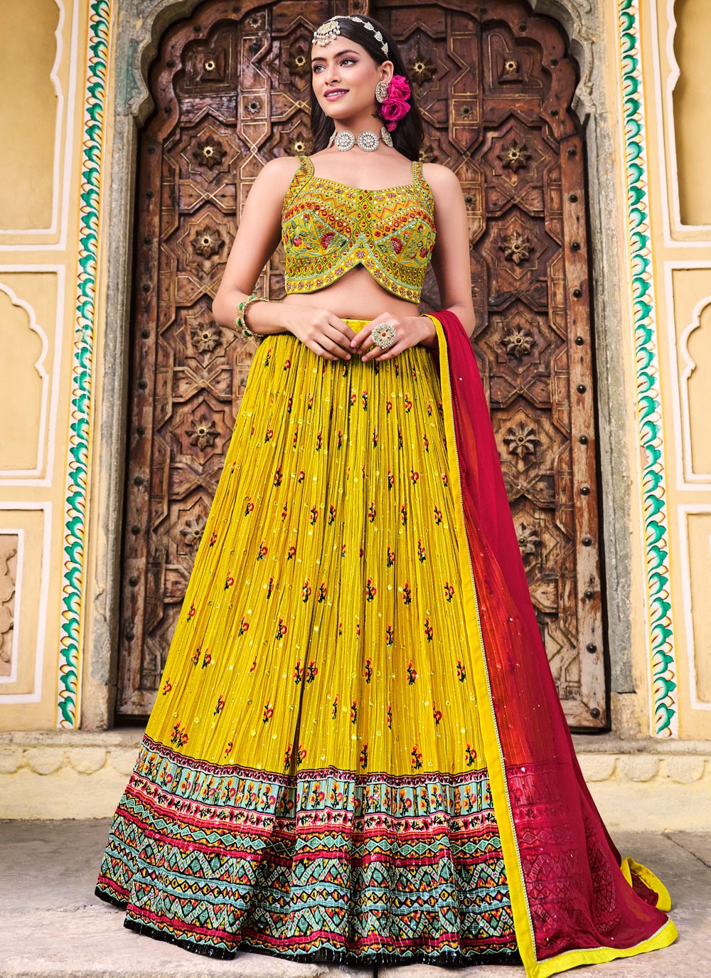 Digital Print Chinon Readymade Lehenga Choli - L2473