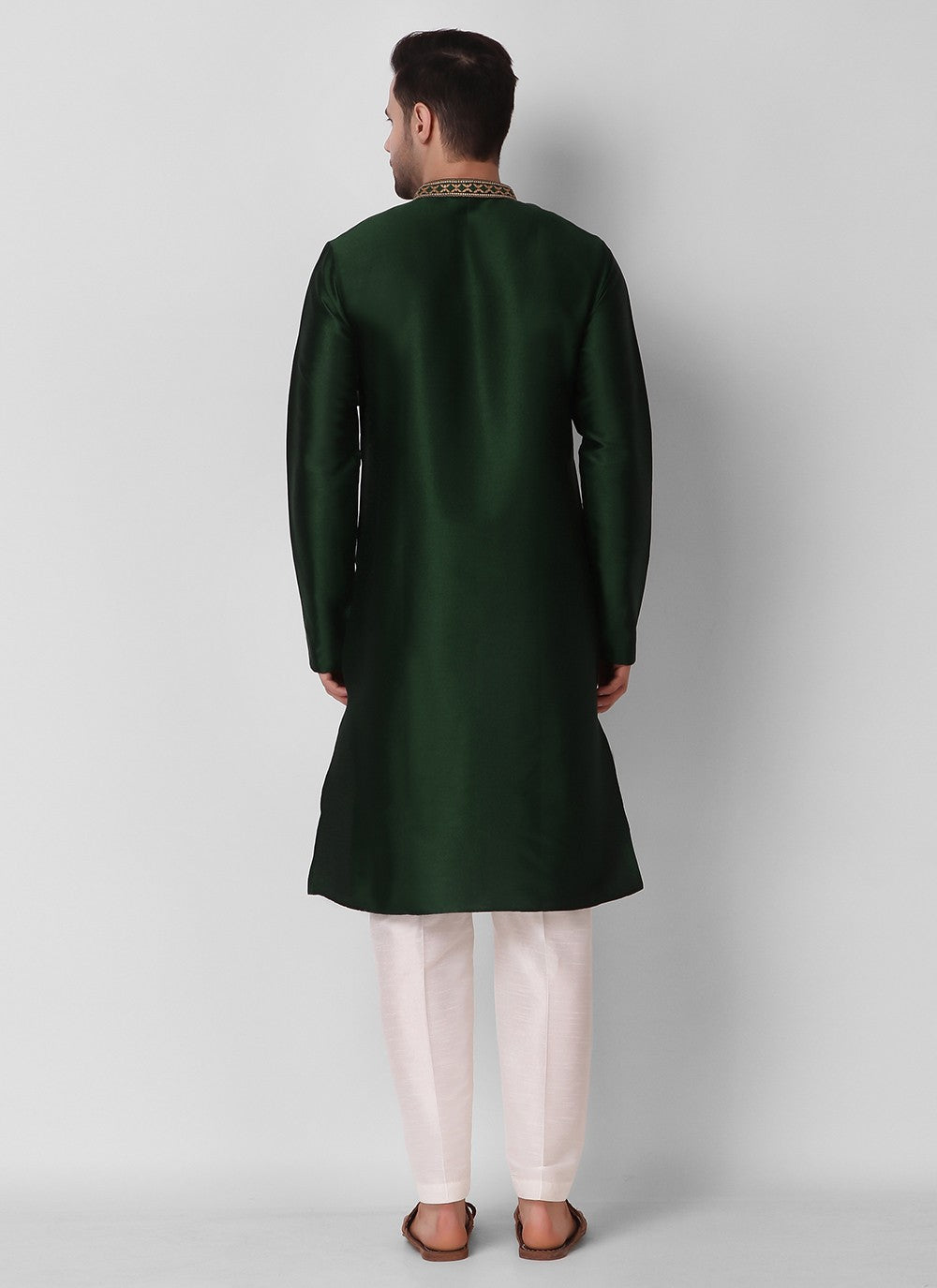 Embroidered Art Silk Green Kurta Pyjama - M3110