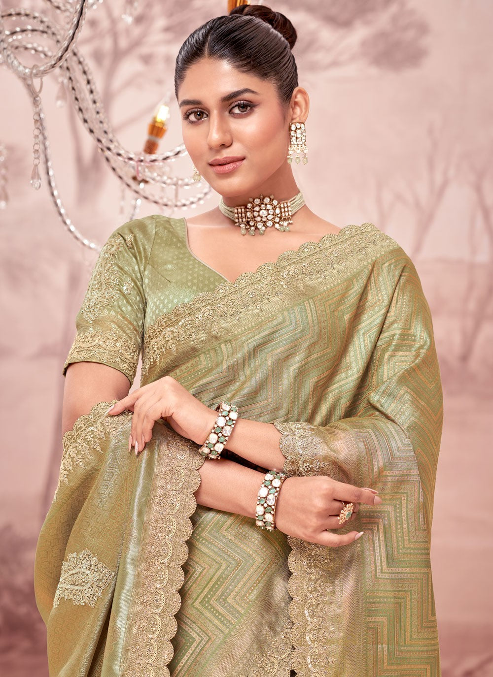 Classic Embroidered Viscose Saree - S8876
