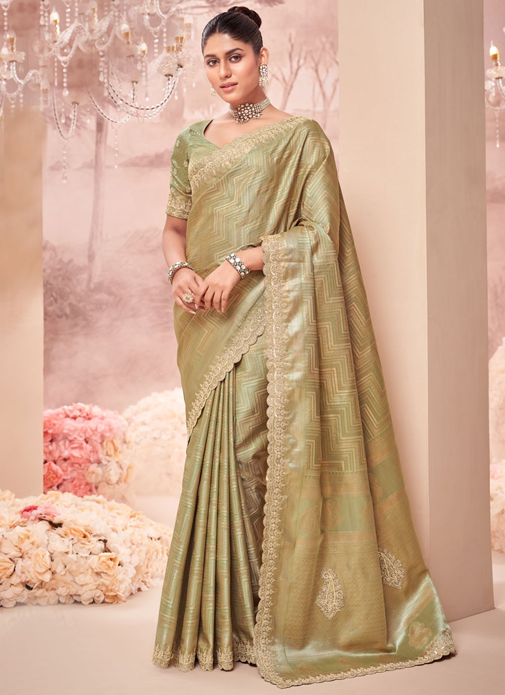 Classic Embroidered Viscose Saree - S8876