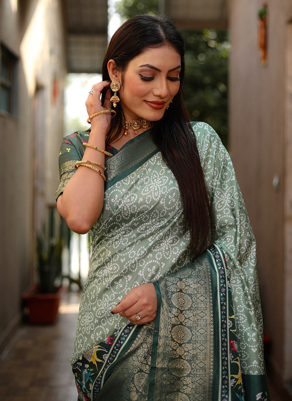 Contemporary Bandhej Silk Saree - S8865