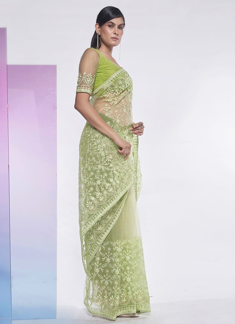 Trendy Embroidered Net Saree - S5258