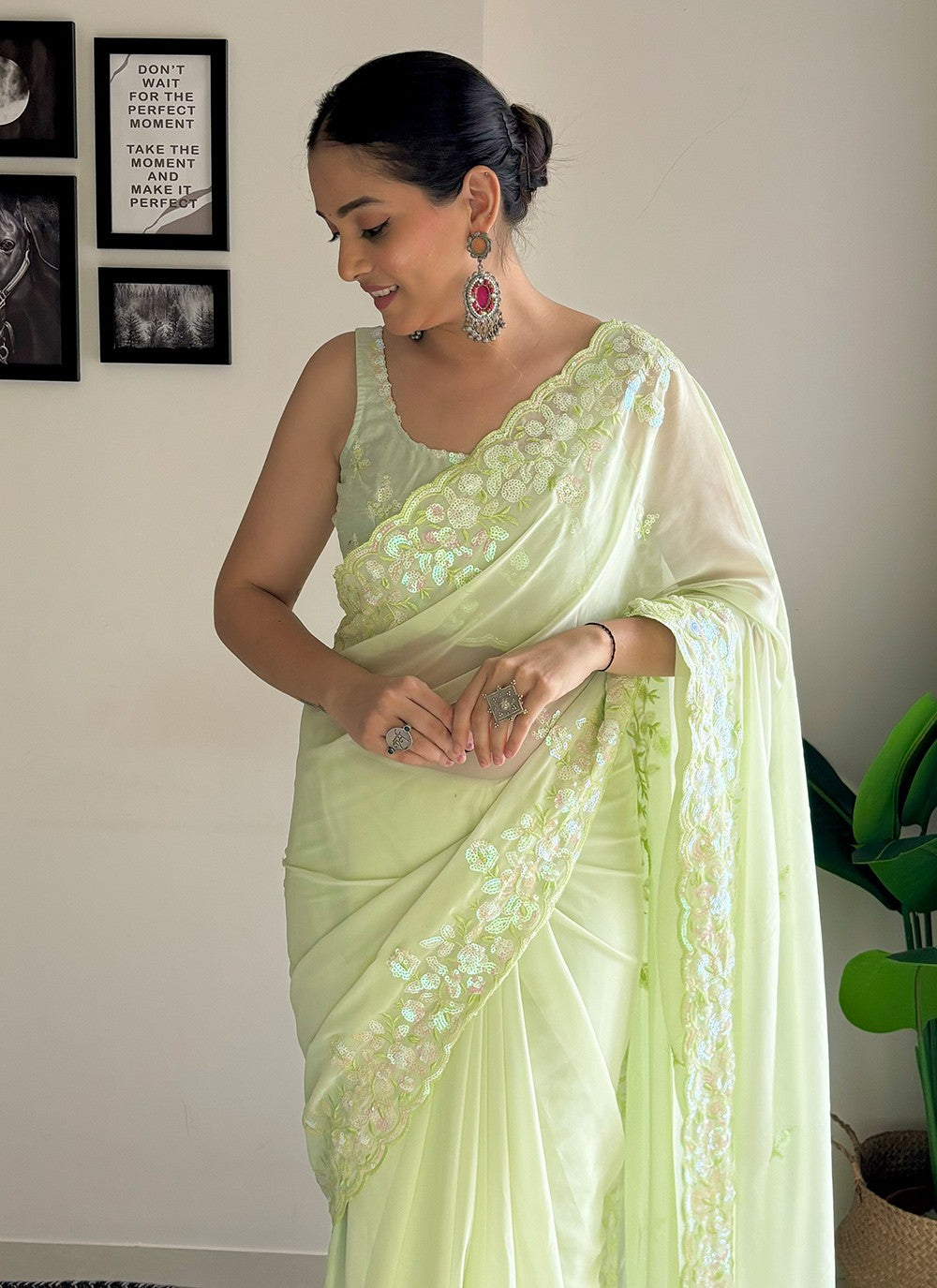 Contemporary Embroidered Georgette Saree - S8020