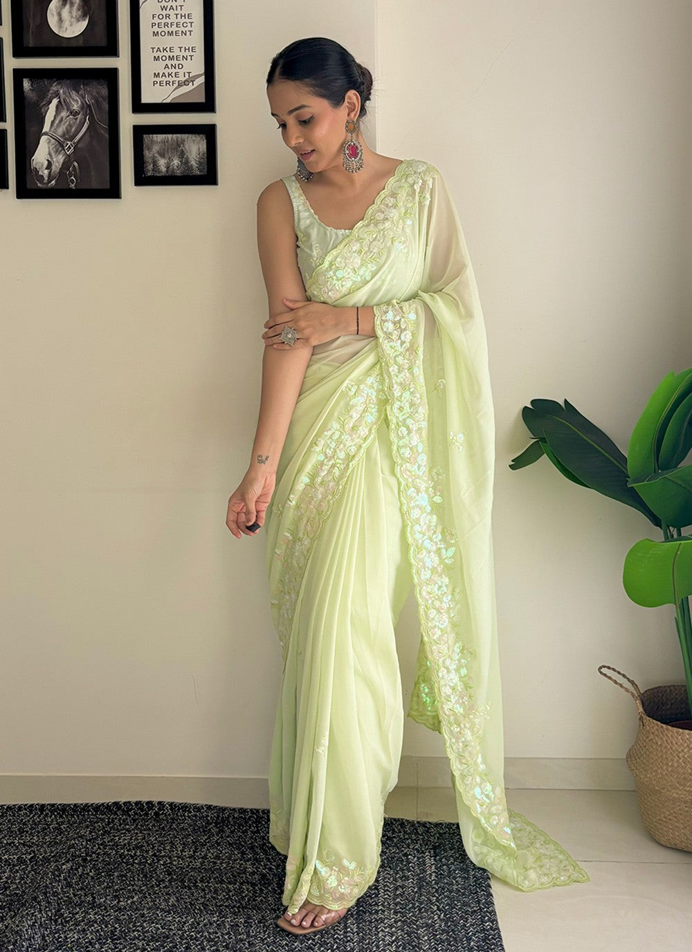 Contemporary Embroidered Georgette Saree - S8020