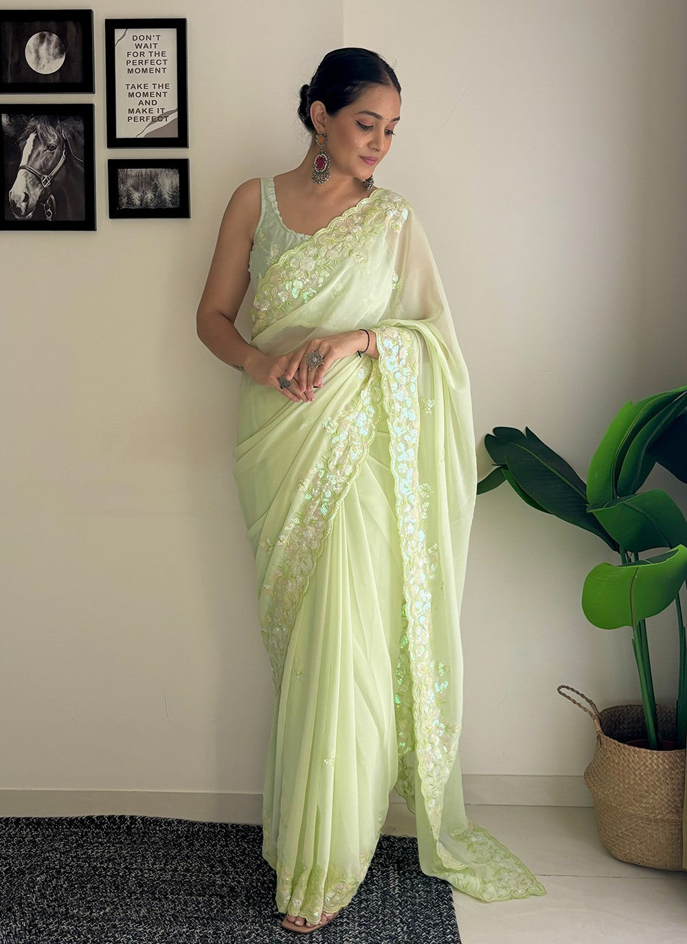 Contemporary Embroidered Georgette Saree - S8020