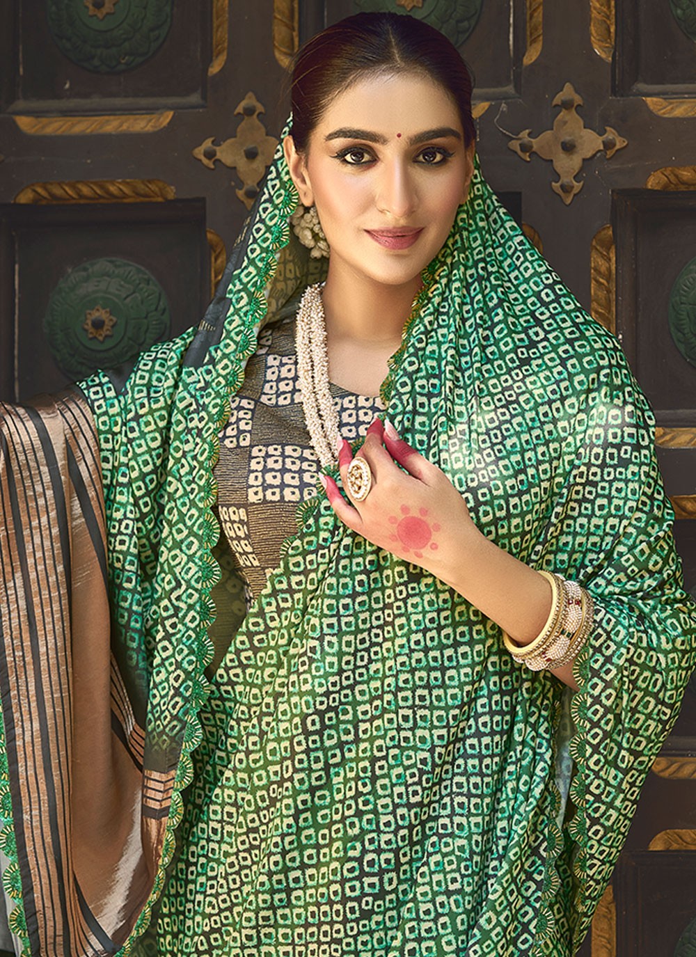 Classic Hand Embroidery Silk Saree - S7234