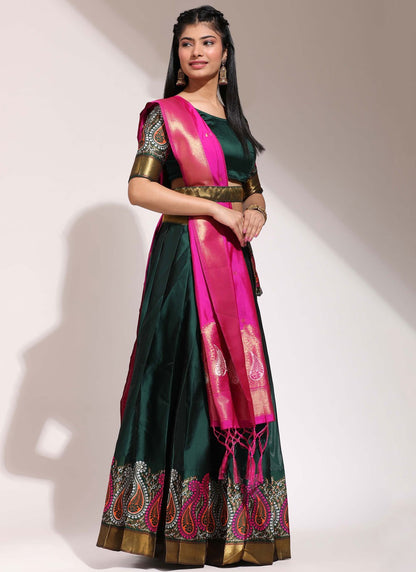 Printed Silk A - Line Lehenga - L2458