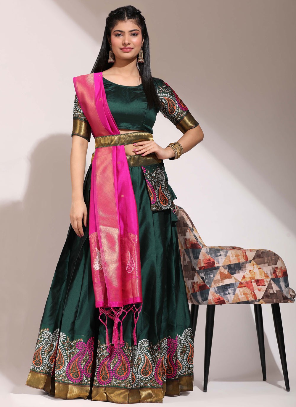 Printed Silk A - Line Lehenga - L2458
