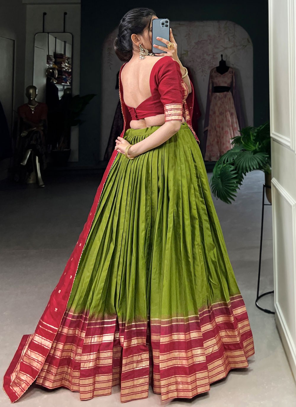 Chanderi Ceremonial, Festival, Mehandi & Sangeet A - Line Lehenga L3627