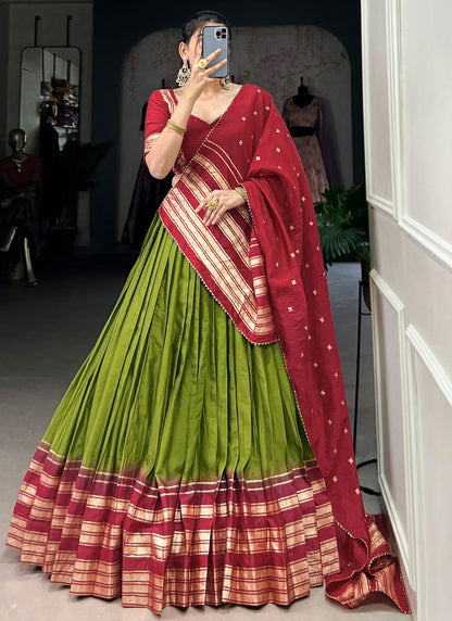 Chanderi Ceremonial, Festival, Mehandi & Sangeet A - Line Lehenga L3627