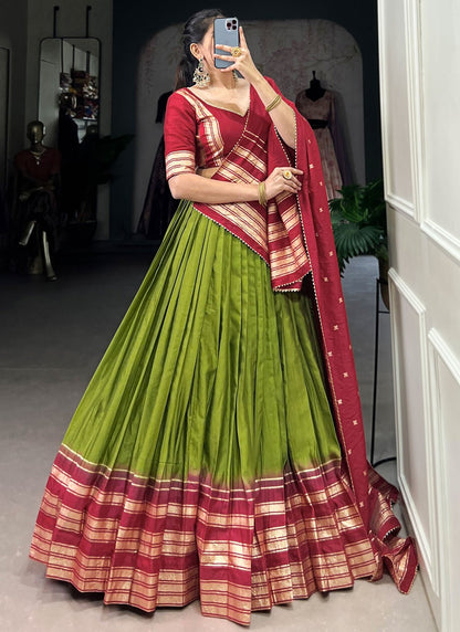 Chanderi Ceremonial, Festival, Mehandi & Sangeet A - Line Lehenga L3627