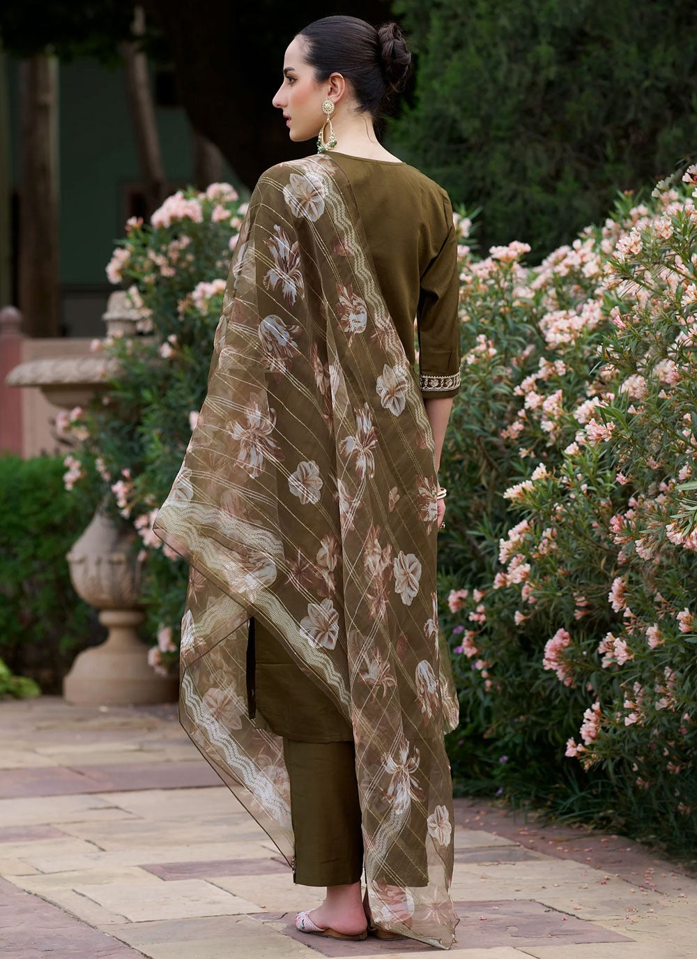 Pant Style Suit Embroidered Green T6986