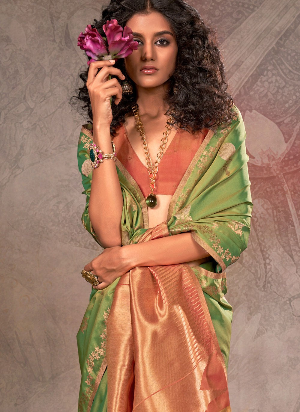Traditional Weaving Zari Green Handloom Silk Saree S13296