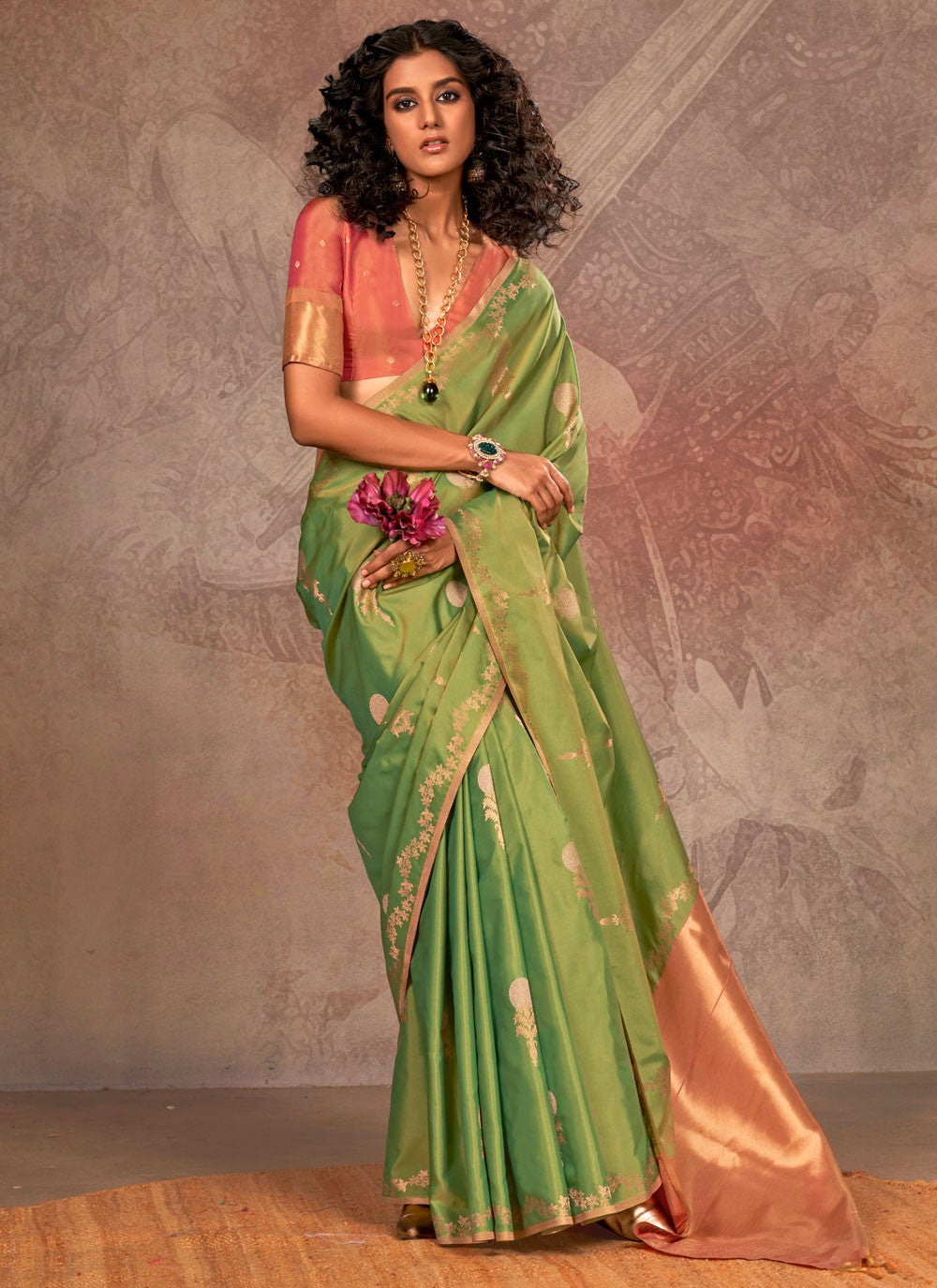 Traditional Weaving Zari Green Handloom Silk Saree S13296