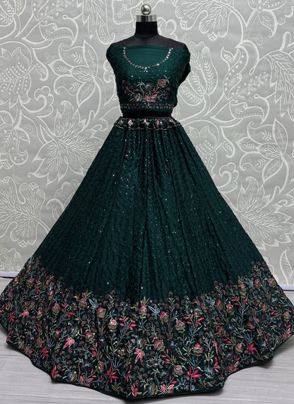 Embroidered Chinon Lehenga - L3057
