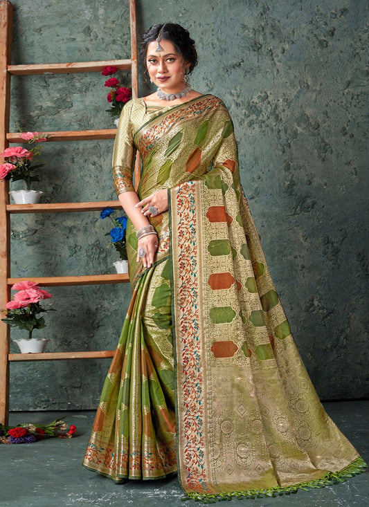 Classic Weaving Zari Organza Saree - S2985