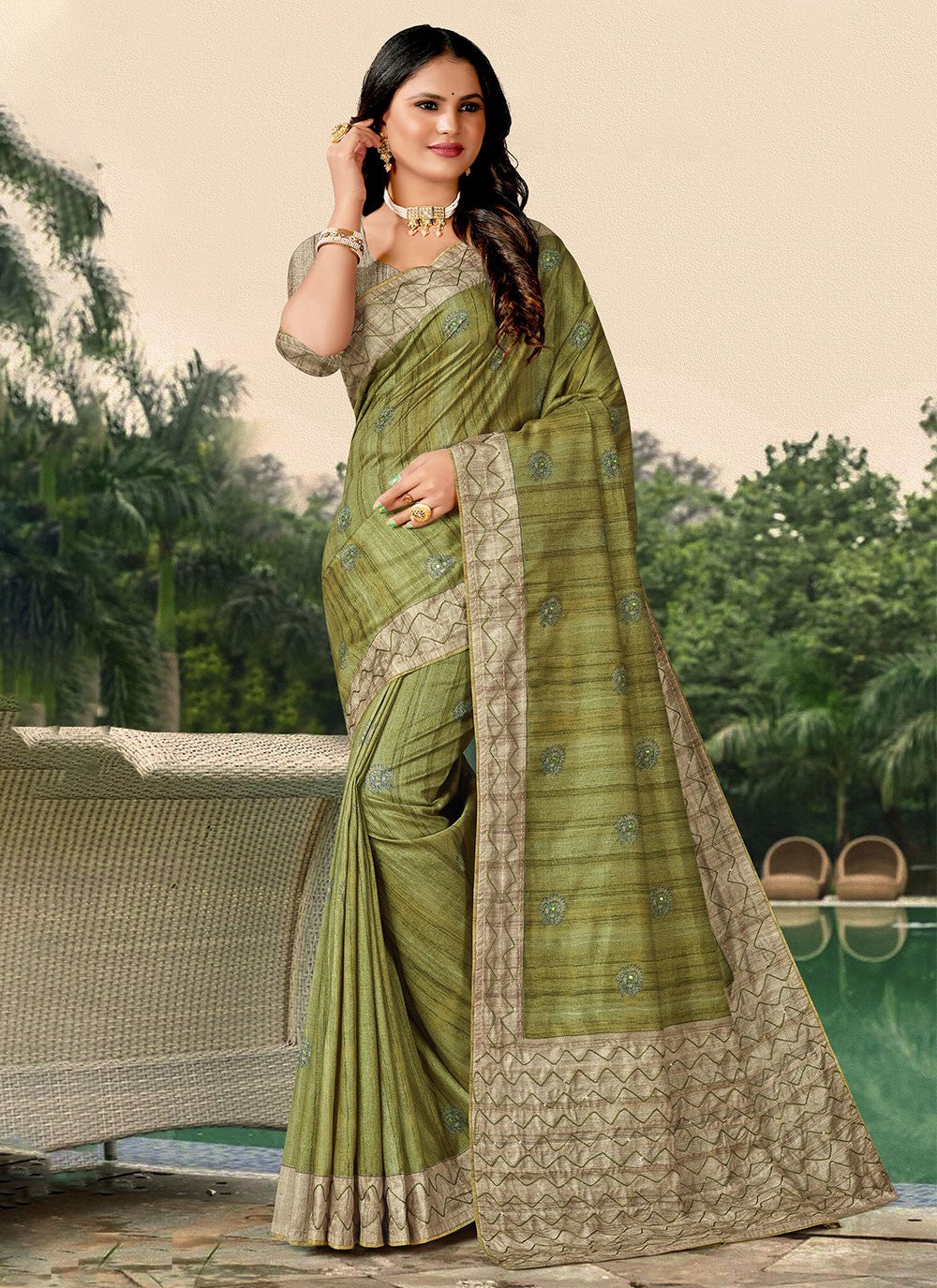 Classic Katha Tussar Silk Saree - S4590