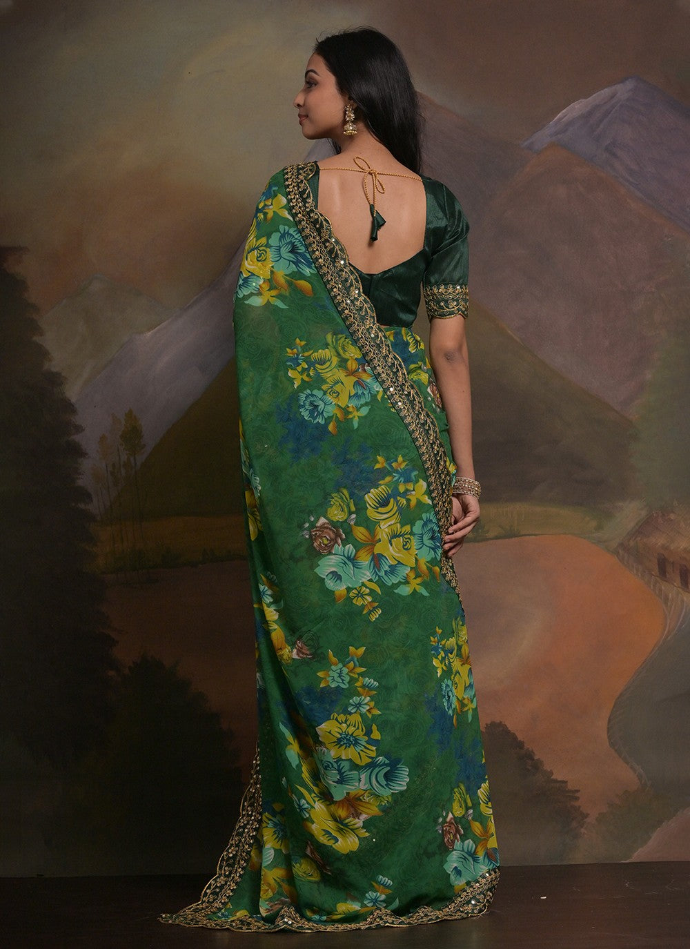 Trendy Border Work Georgette Saree - S5351