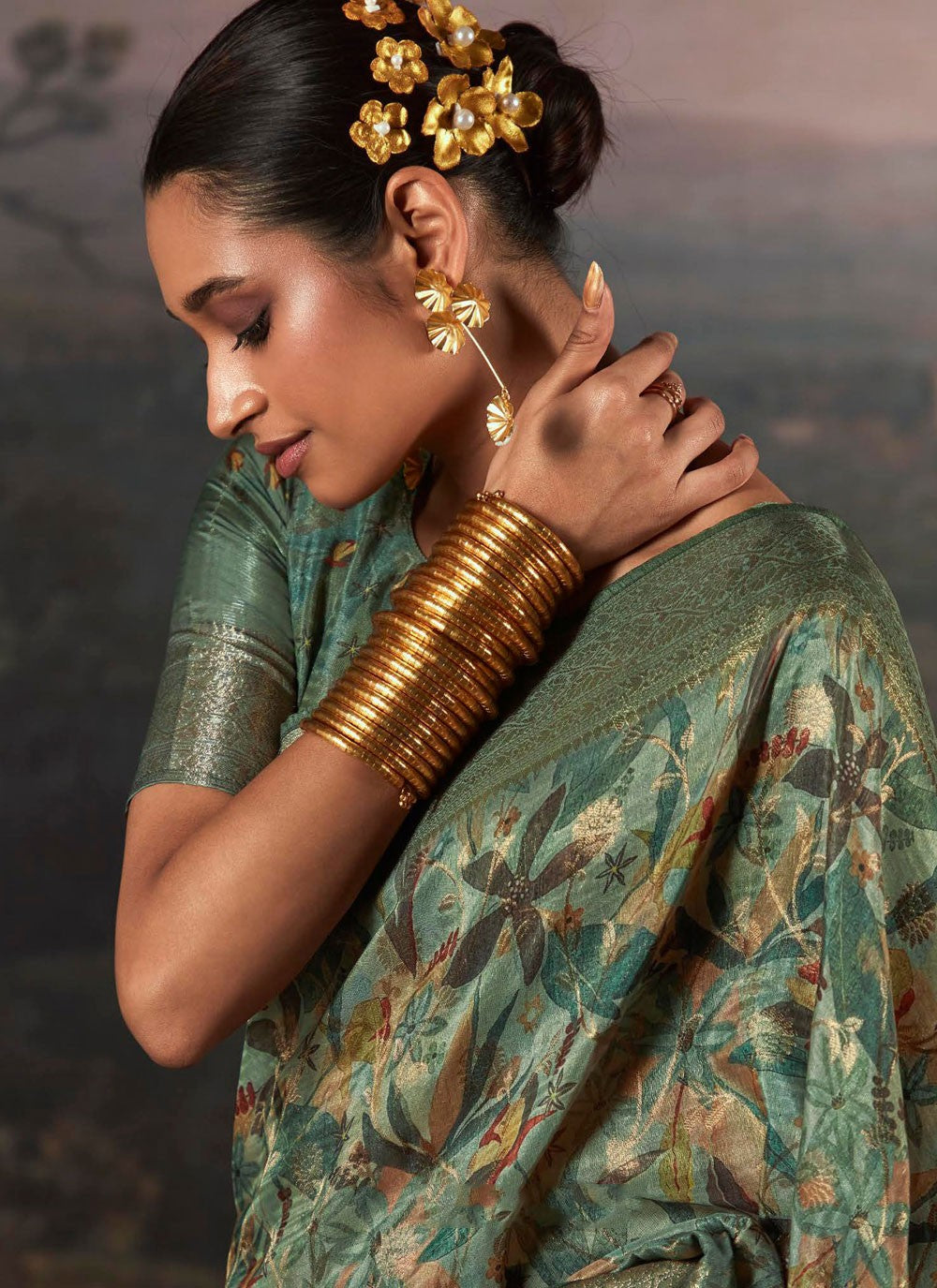 Trendy Digital Print Silk Saree - S5843