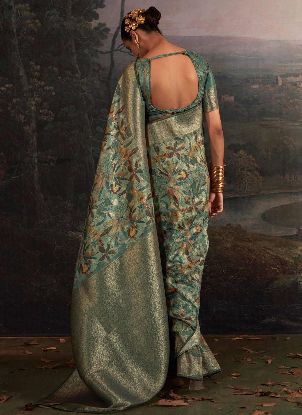 Trendy Digital Print Silk Saree - S5843