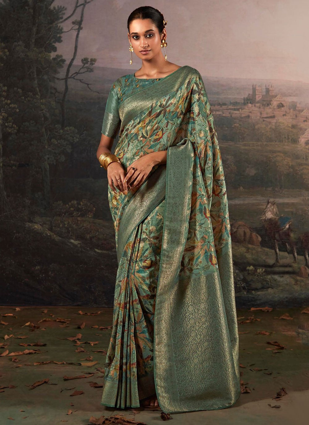 Trendy Digital Print Silk Saree - S5843