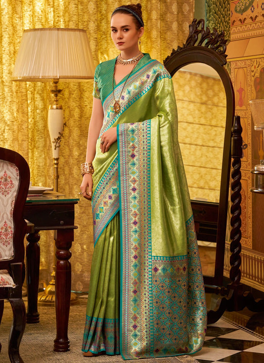 Weaving Zari Silk Green Saree S14620