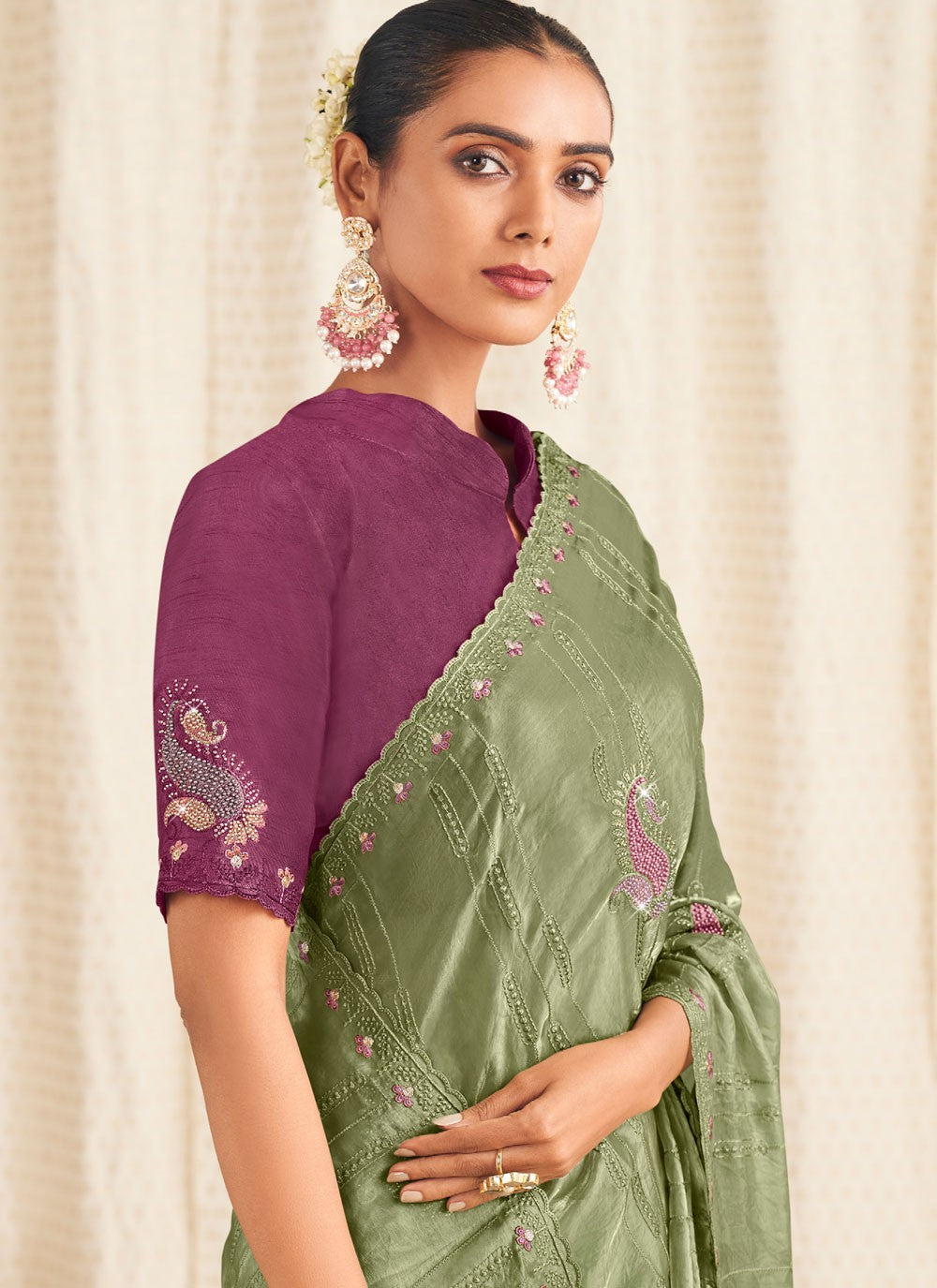 Green Silk Classic Saree Embroidered S19923