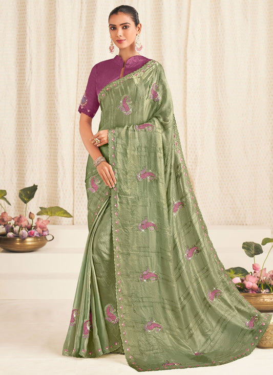 Green Silk Classic Saree Embroidered S19923