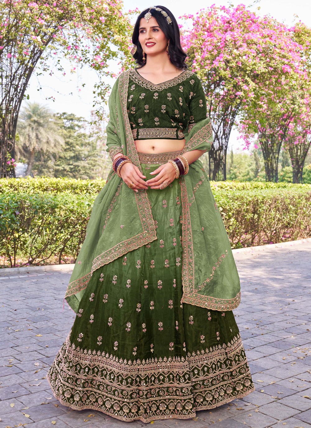 Crush Ceremonial, Festival, Mehandi & Sangeet A - Line Lehenga L3651