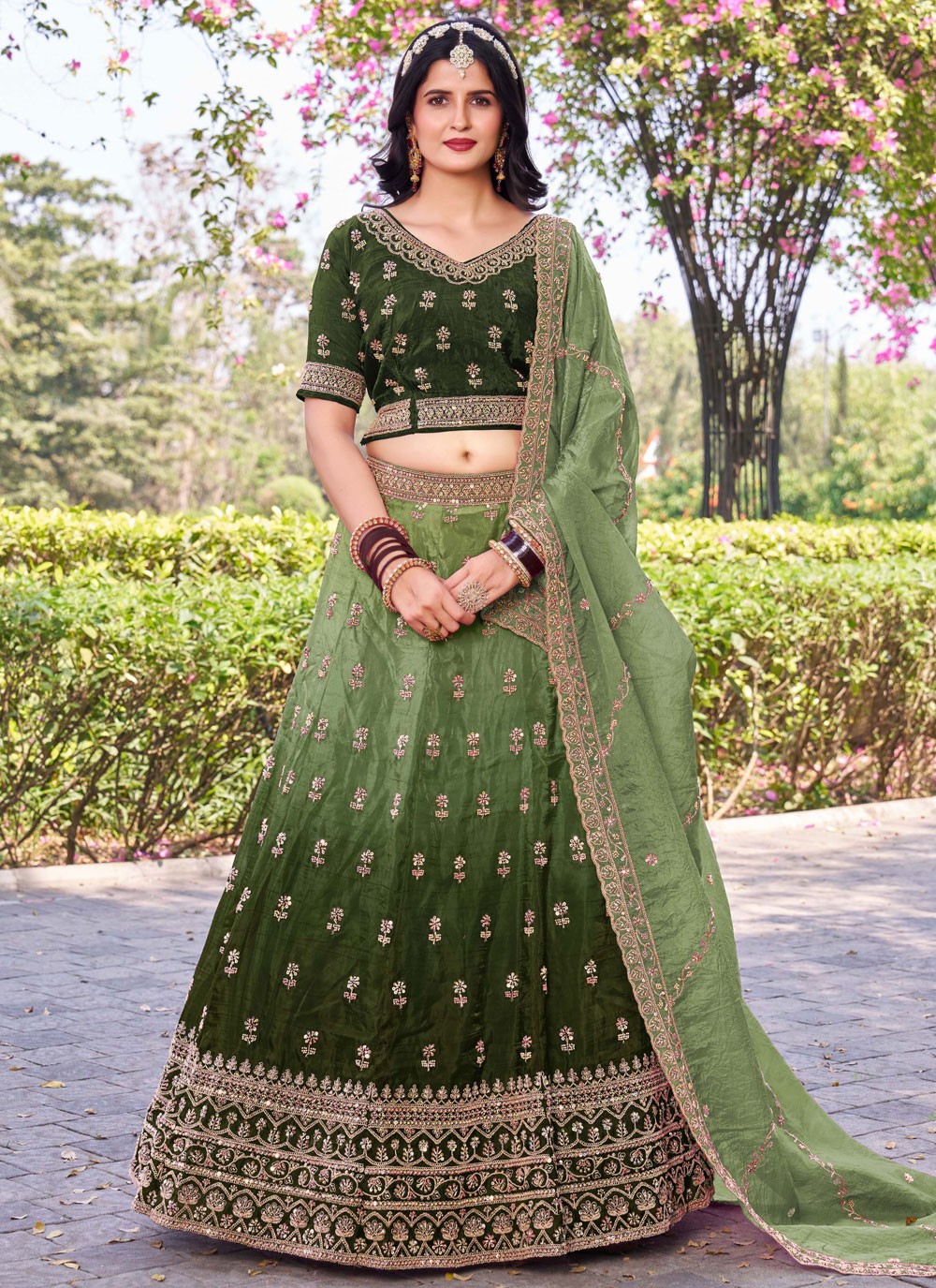 Crush Ceremonial, Festival, Mehandi & Sangeet A - Line Lehenga L3651
