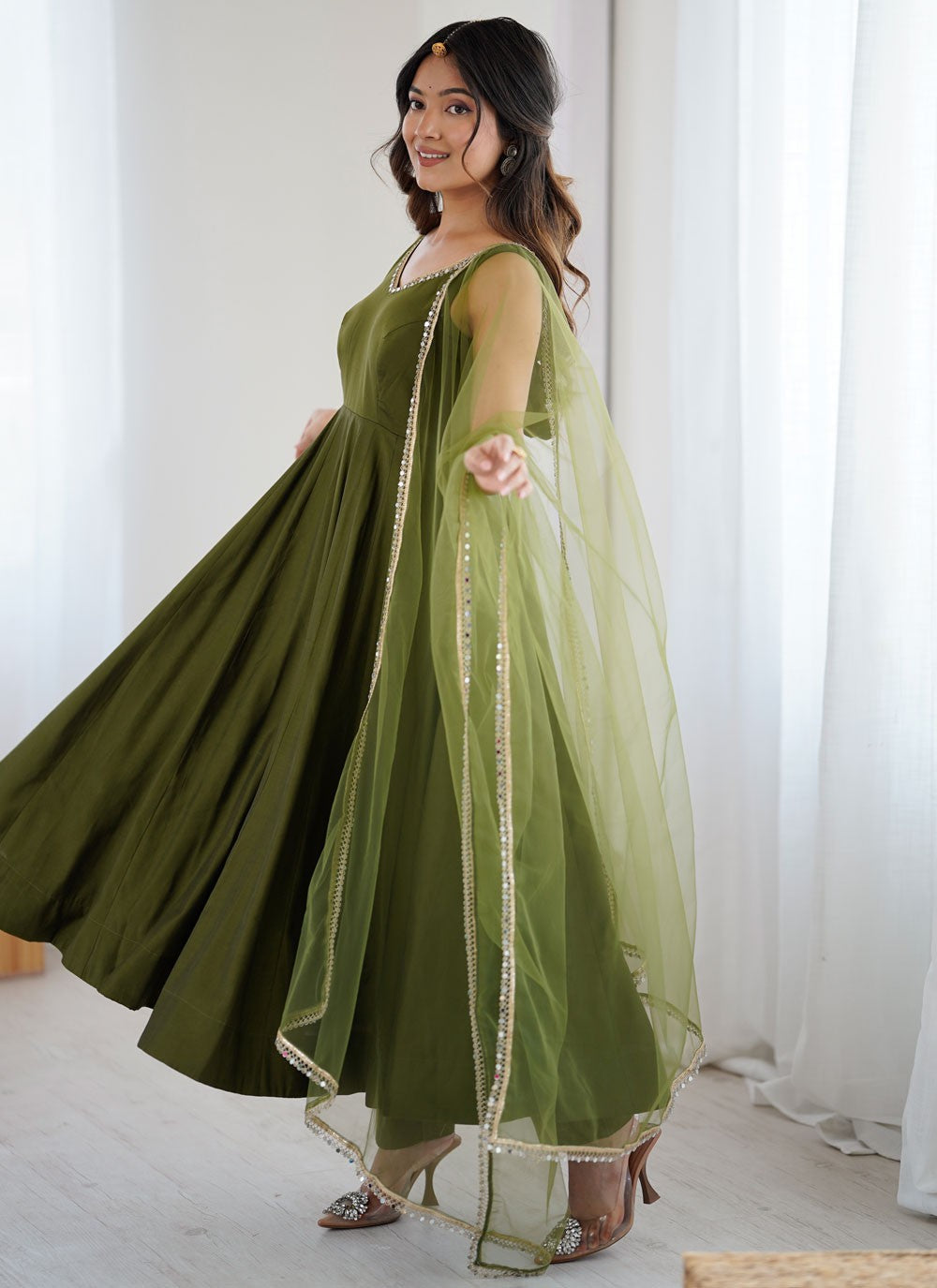 Anarkali Lace Green T8306