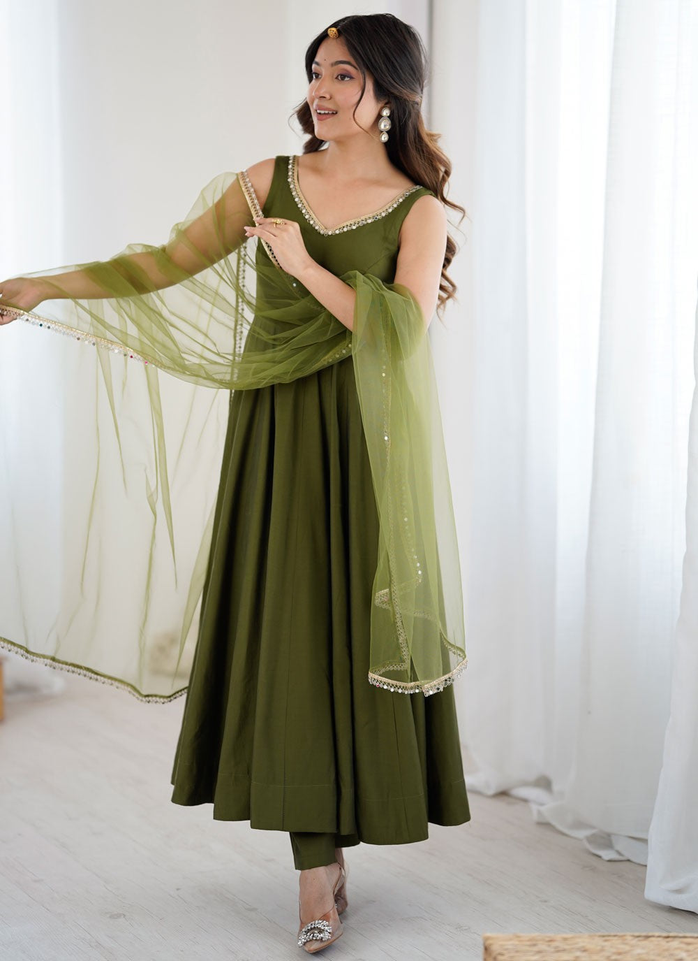 Anarkali Lace Green T8306