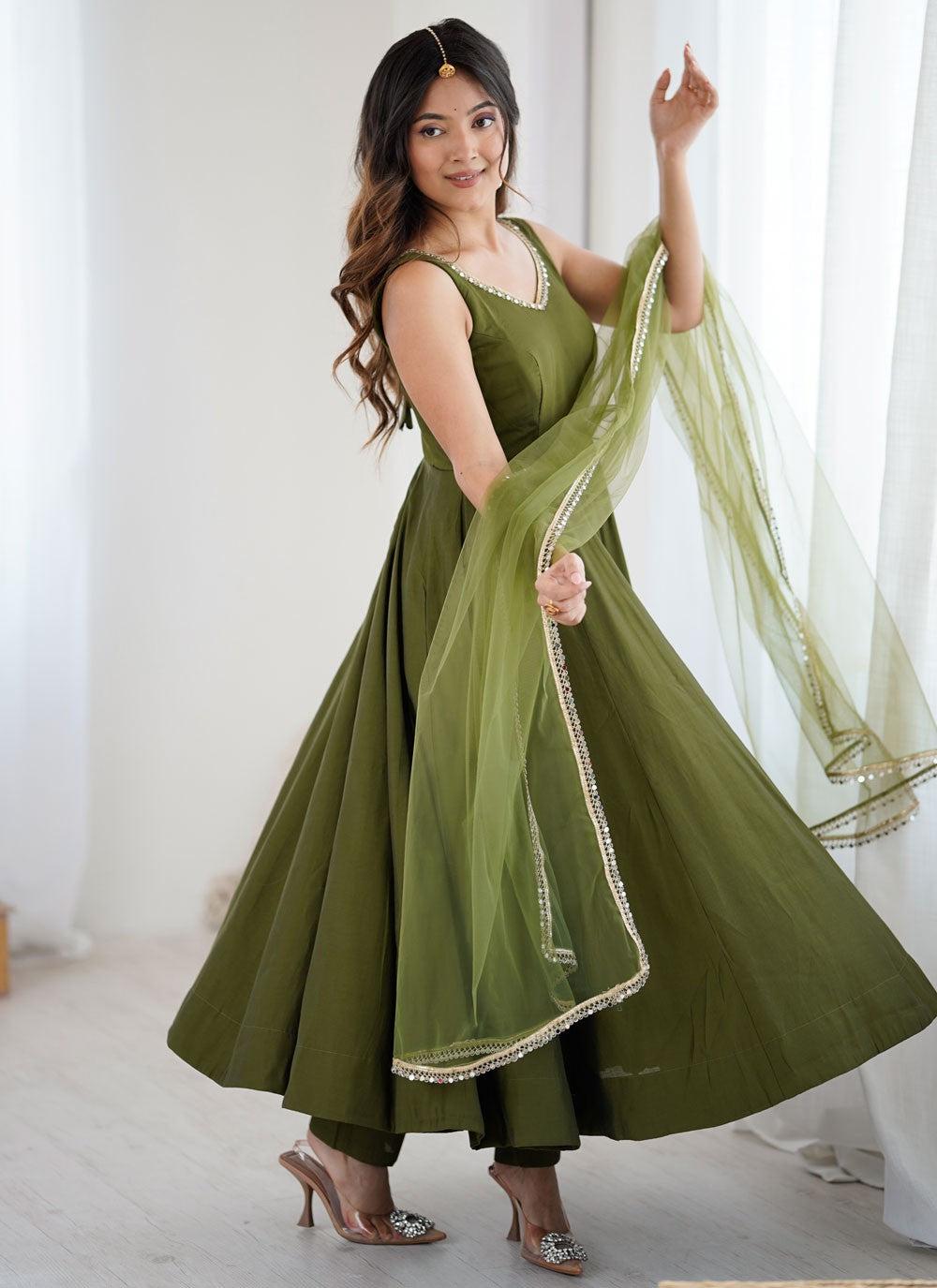 Anarkali Lace Green T8306