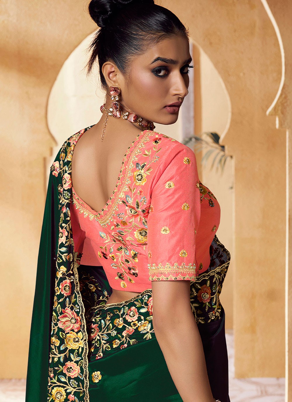 Classic Embroidered Pure Crepe Saree - S6397