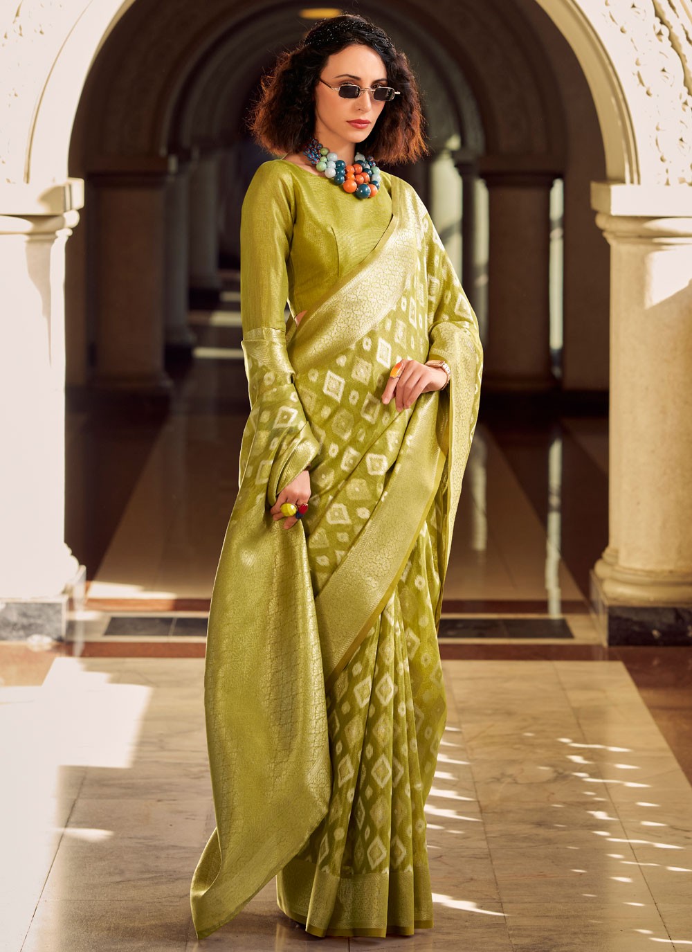 Classic Saree Weaving Zari Green Silk Saree S13602