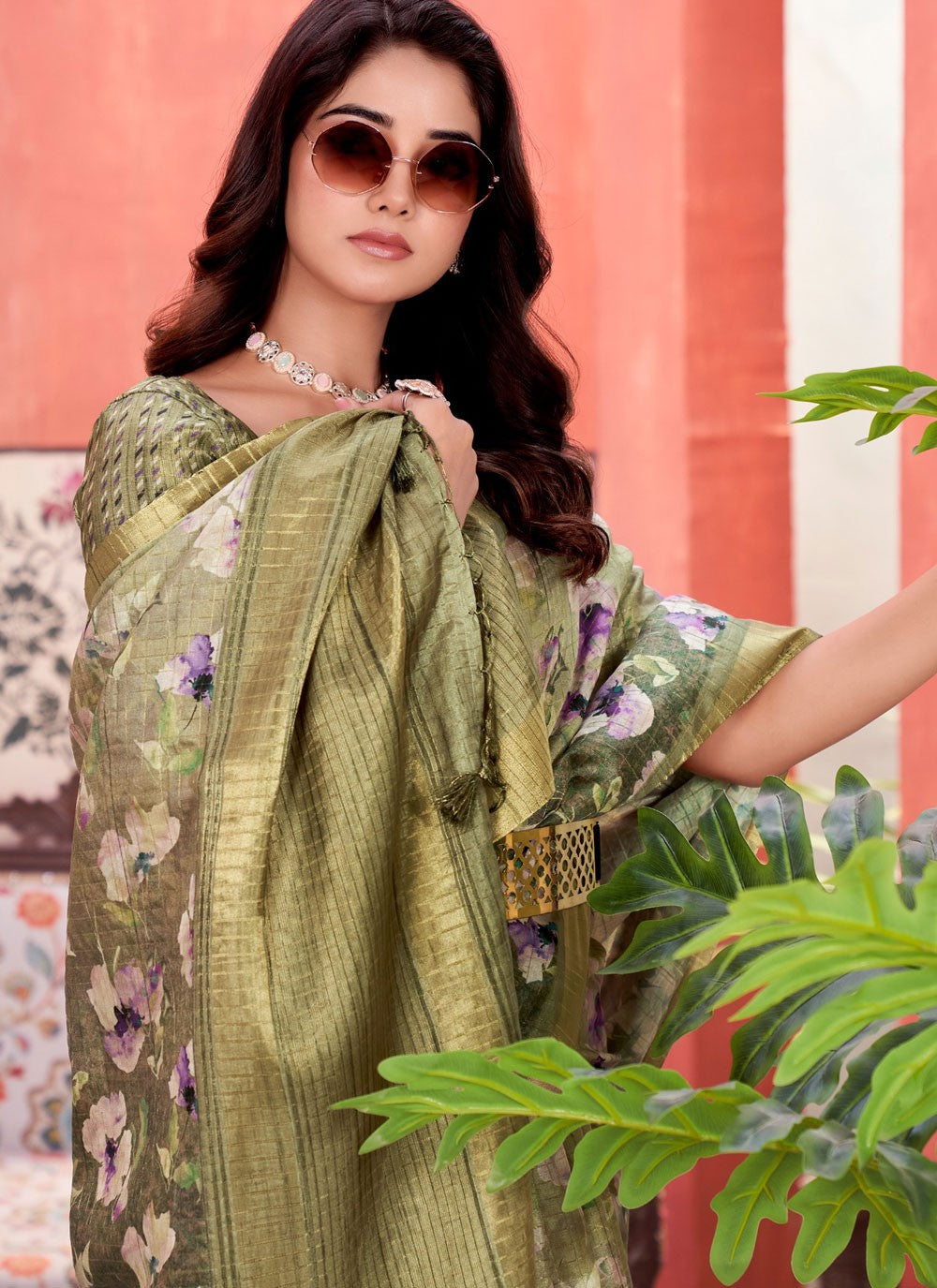 Checks Silk Green Classic Saree S15622