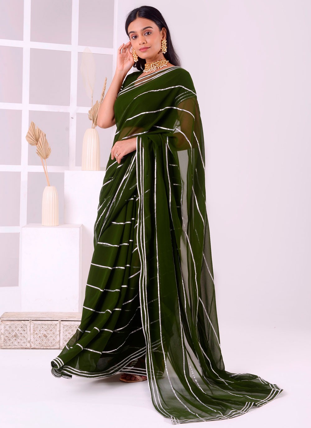 Classic Embroidered Georgette Saree - S7727