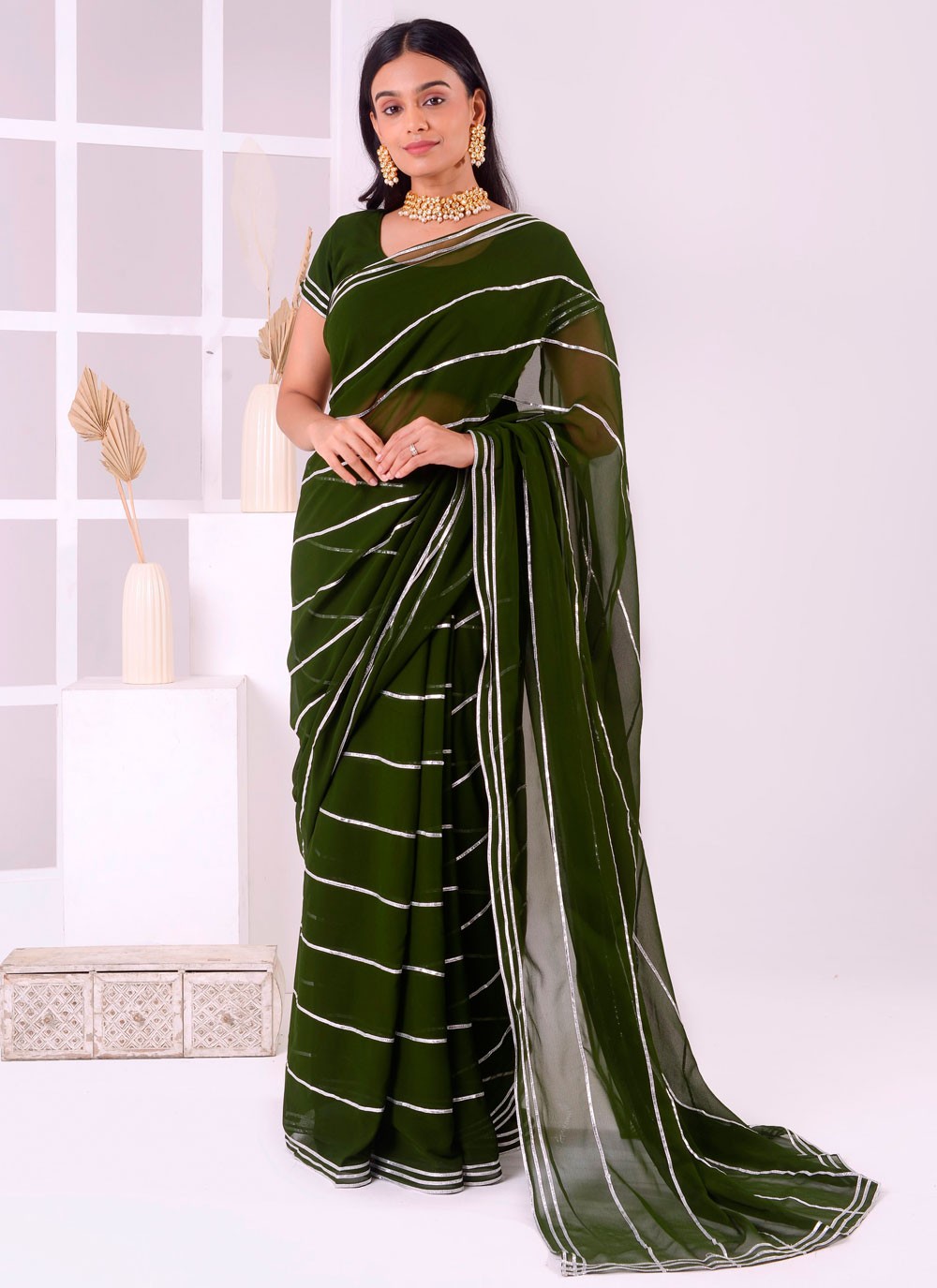 Classic Embroidered Georgette Saree - S7727