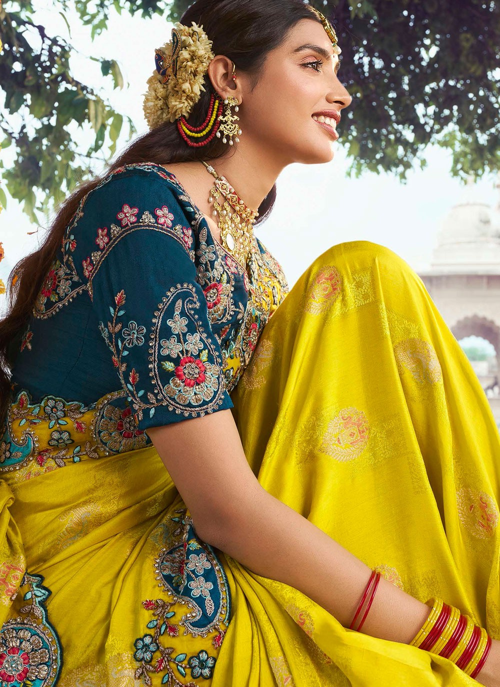 Cut Work Silk Green Designer Saree S15349